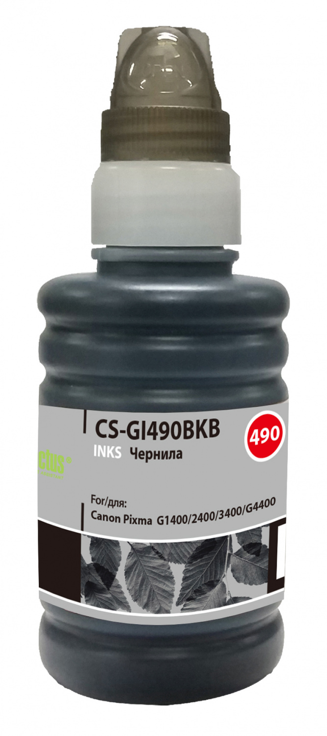 Чернила Cactus CS-GI490BKB GI-490 черный 100мл для Canon Pixma G1400/G2400/G3400