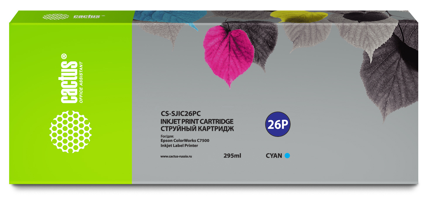 Картридж струйный Cactus CS-SJIC26PC C33S020619 голубой (295мл) для Epson ColorWorks TM-C7500