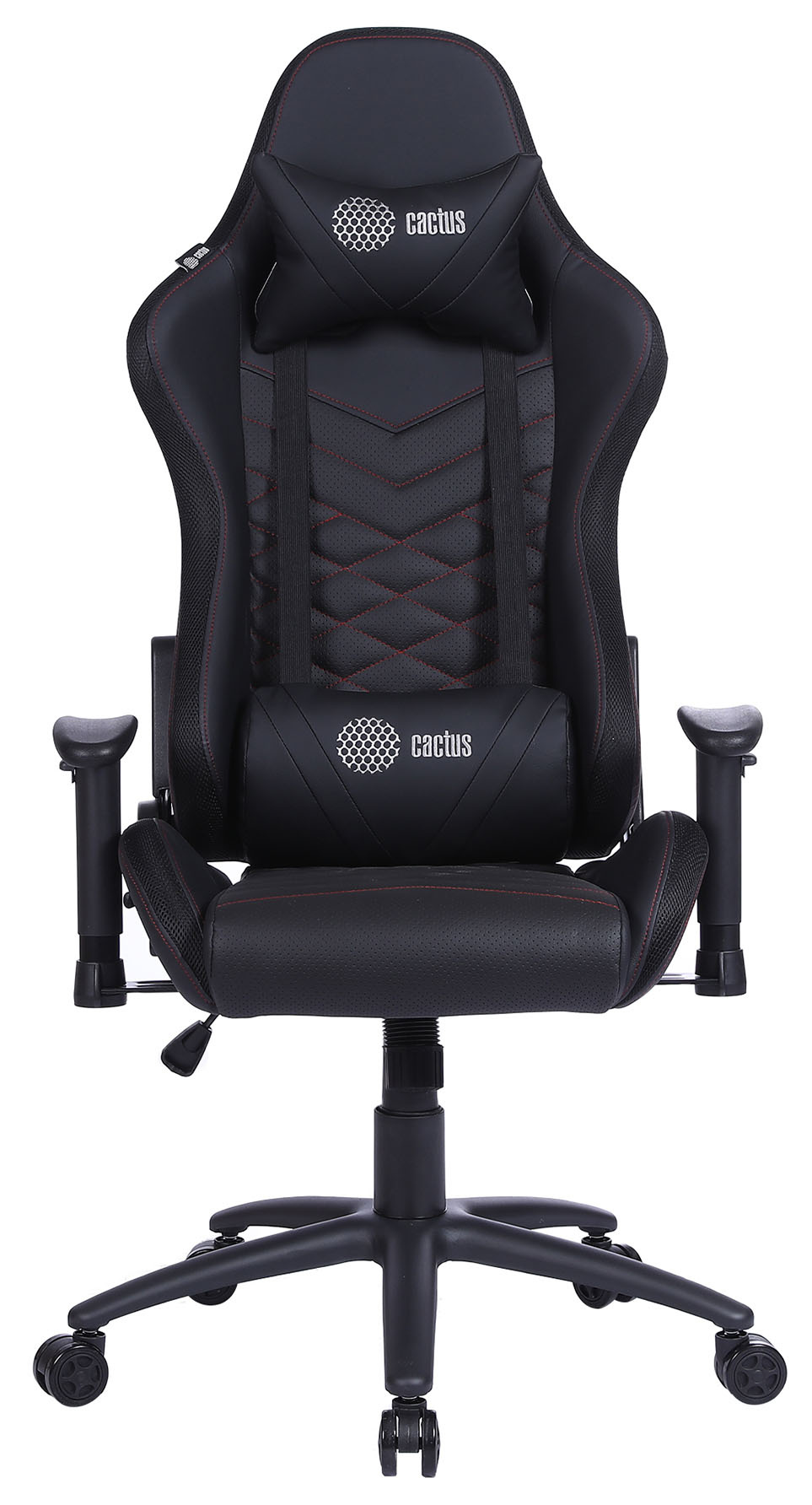 Кресло игровое Cactus с RGB-подсветкой черный/красный эко.кожа с подголов. крестов. сталь 