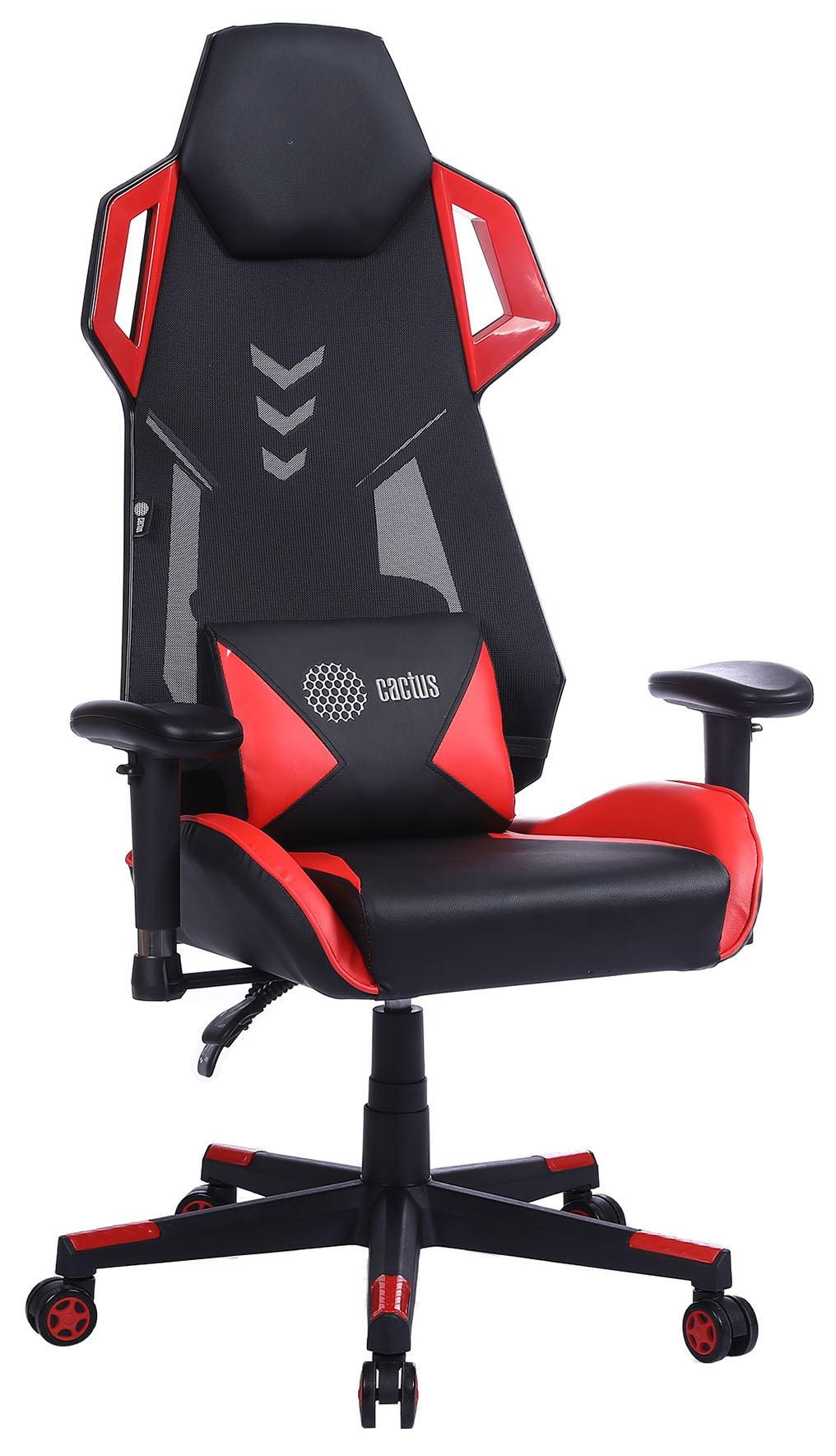 Кресло игровое Cactus CS-CHR-090BLR черный/красный эко.кожа/сетка крестов. нейлон 