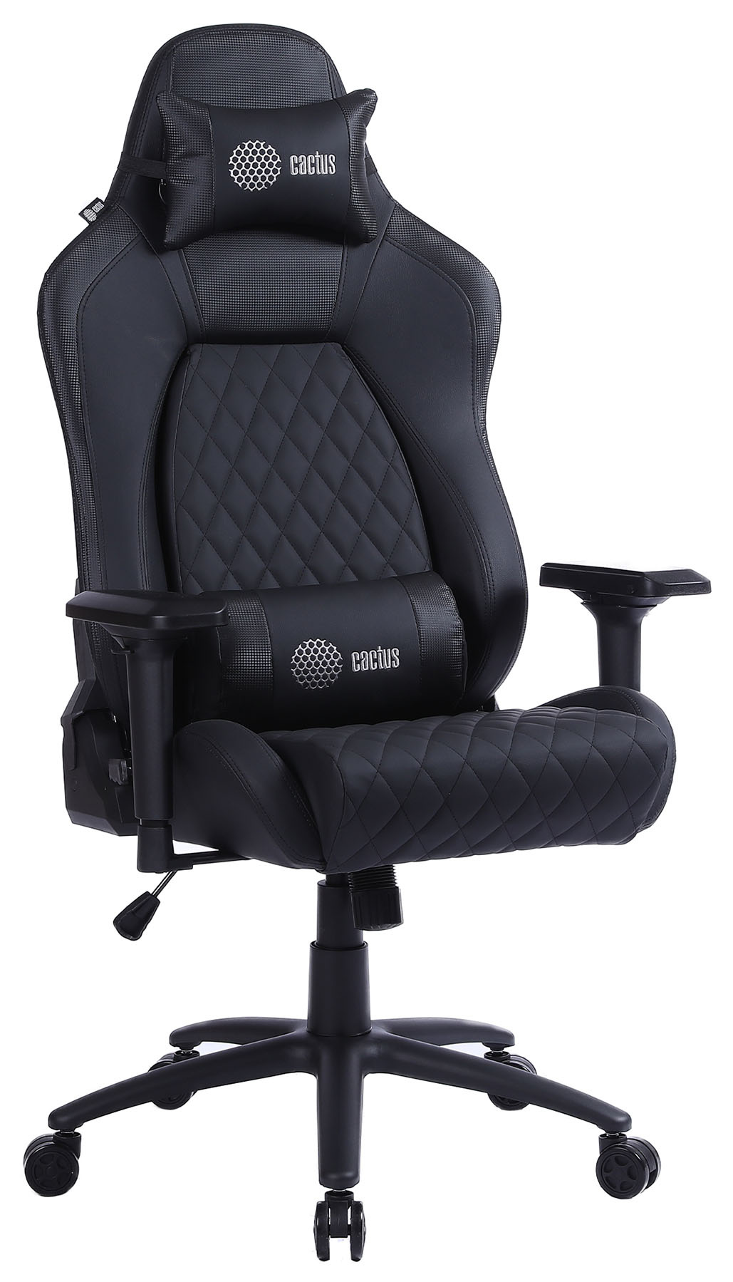 Кресло игровое Cactus CS-CHR-130 черный эко.кожа с подголов. крестов. сталь 