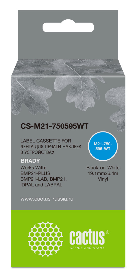 Картридж ленточный Cactus CS-M21-750595WT черный для Brady BMP21-PLUS/BMP21-LAB