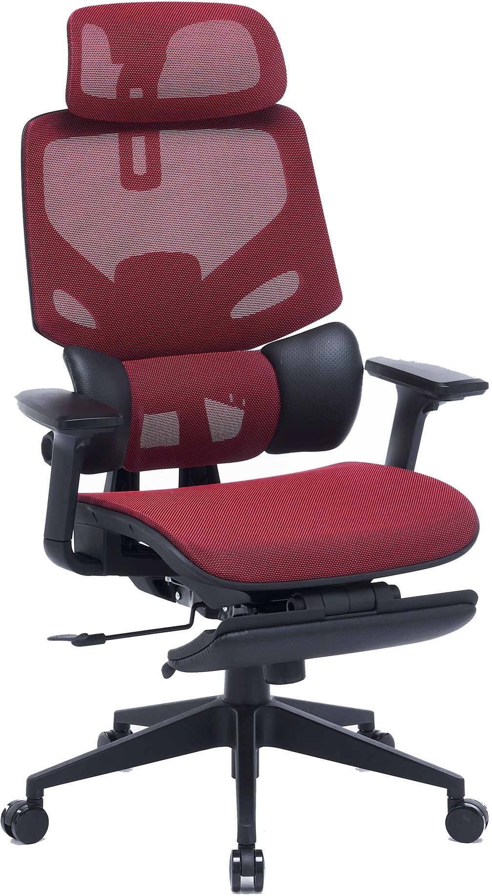 Кресло Cactus CS-CHR-MC01-RD красный сет./эко.кожа с подголов. крестов. пластик подст.для ног 