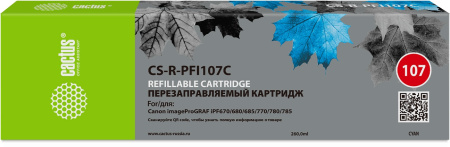 Картридж перезаправляемый струйный Cactus CS-R-PFI107C