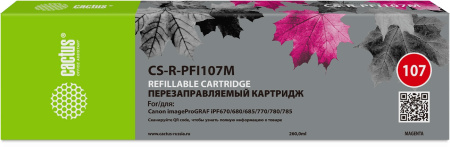Картридж перезаправляемый струйный Cactus CS-R-PFI107M